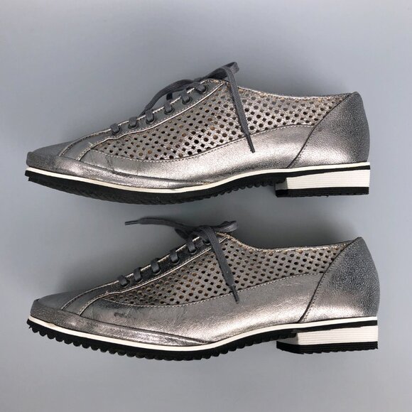 Silver Lace Up Leather Shoes Atelier Amalfi By Rangoni Made In Italy - Picture 6 of 12